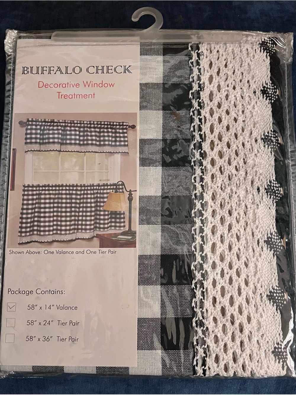 NIB - Buffalo Decorative Window Valance ONLY - Black and White